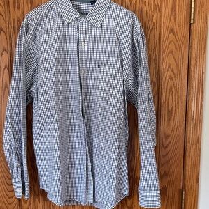 Izod Men's Blue and White Checkered Shirt
